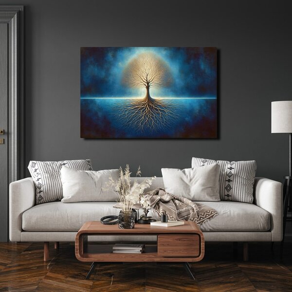 Quadro su tela – Albero della vita in blu