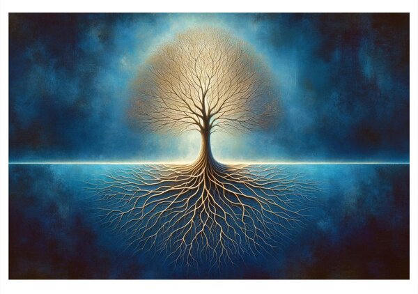 Quadro su tela – Albero della vita in blu