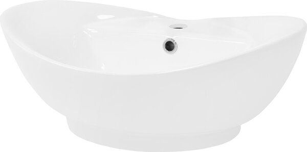 LuxeBath lavabo Lavabo da appoggio ovale, 59x39,5x20,5 cm, bianco, Vetroceramica
