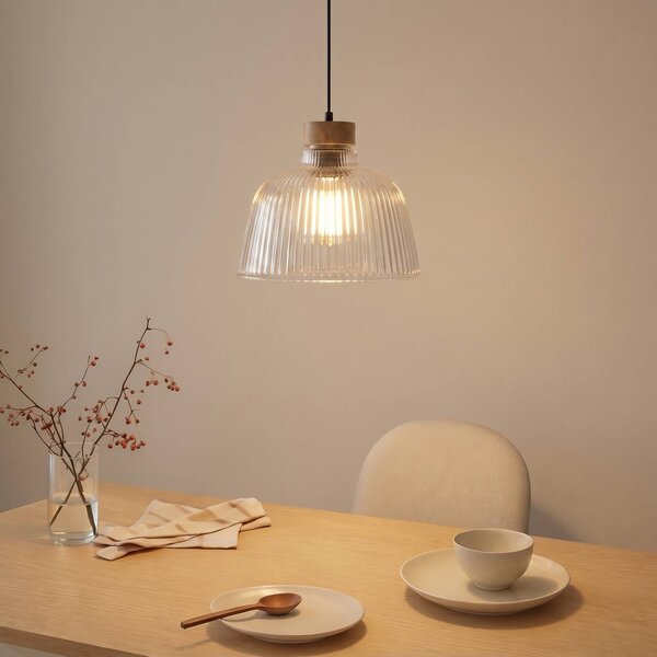 Lampada a sospensione Asta Lamkur, dimmerabile, Chiaro / Trasparente, Soggiorno / Sala da pranzo, Vetro, Lampada a sospensione