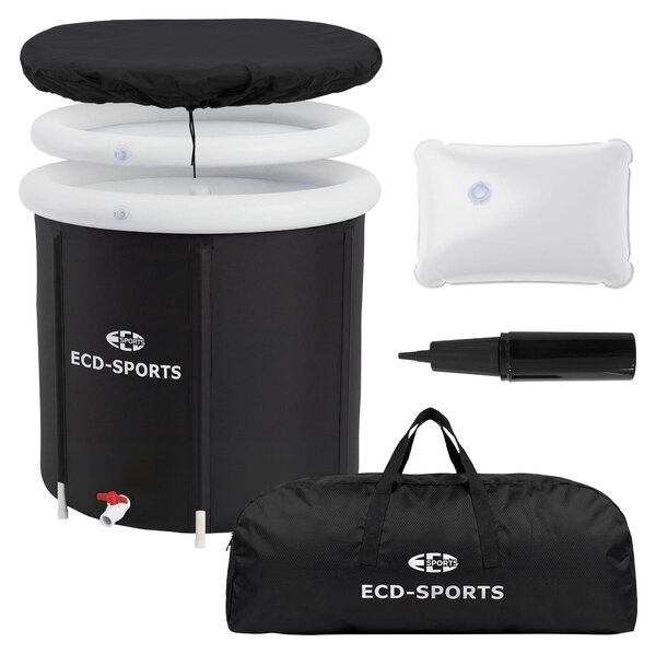 ECD Germany Vasca per bagno di ghiaccio Ø80 cm, vasca per ghiaccio con isolamento – Set completo da 350 L per bagni di ghiaccio, crioterapia e rigenerazione – Vasca pieghevole per bagno di ghiaccio da esterno