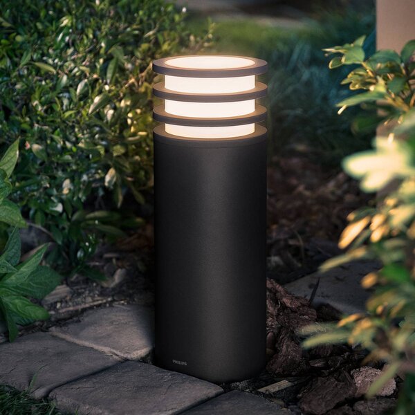 Philips Hue Lampioncino LED Lucca, nero, RGBW smart, IP44 dimmerabile, Nero, Alluminio, Moderno