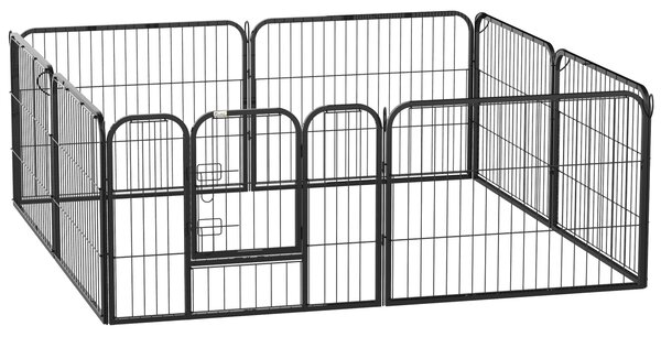 Recinto per Cani a 8 Pezzi Modulabili per Interno ed Esterno 80x60 cm in Acciaio Nero