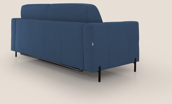 Ortensia divano letto materasso H18 cm con piedi alti in elegante micr
