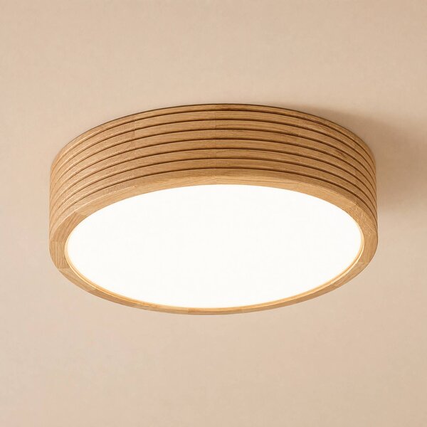 Plafoniera soffitto Linaro Lamkur, dimmerabile, Legno chiaro, Soggiorno / Sala da pranzo, Legno, Plafoniera