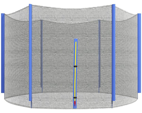 Rete di Protezione per Trampolini a 6 Pali con Ingresso con Cerniera Ø244x180 cm in PE Nero e Blu
