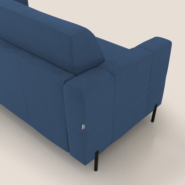 Ortensia divano letto materasso H18 cm con piedi alti in elegante micr