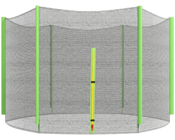 Rete di Protezione per Trampolini a 6 Pali con Ingresso con Cerniera Ø244x180 cm in PE Nero e Verde