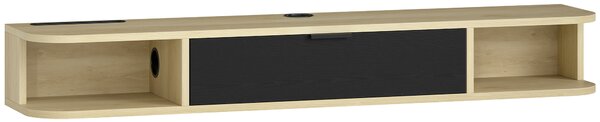 HOMCOM Mobile TV sospeso 120 cm, mobile TV per televisori fino a 127 cm, cassetto ribaltabile 2 ripiani 120x24x16cm nero | Aosom Italy