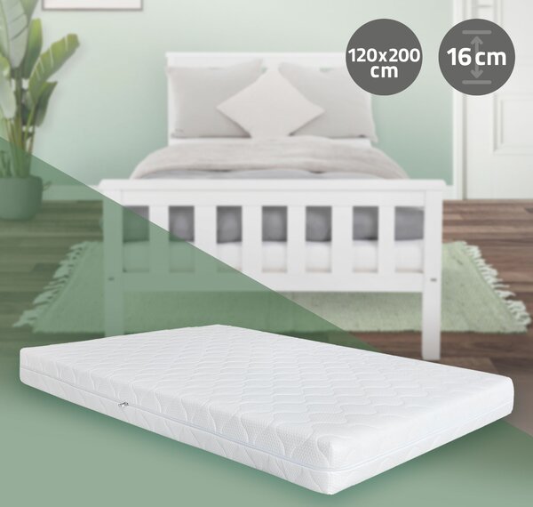 Materasso ortopedico a 7 zone di ML-Design, 120x200x16 cm, Oeko-Tex, grado di rigidità H4 extra firm, traspirante e antibatterico, sfoderabile e lavabile