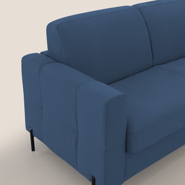 Ortensia divano letto materasso H18 cm con piedi alti in elegante micr