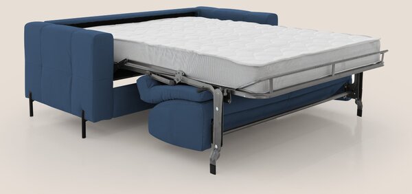 Ortensia divano letto materasso H18 cm con piedi alti in elegante micr