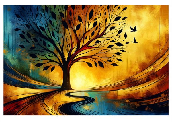 Quadro su tela – Albero della vita nei colori autunnali