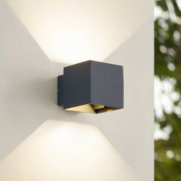 Applique da esterni a LED Esani Lindby, Nero, Alluminio, Moderno, Applique LED da esterni