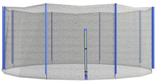 Rete di Protezione per Trampolini a 8 Pali con Ingresso con Cerniera Ø366x180 cm in PE Nero e Blu