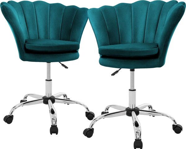 ML-Design set di 2 sedie da ufficio Sedia da scrivania girevole a 360° con schienale, sedia a guscio imbottita, 5 rotelle