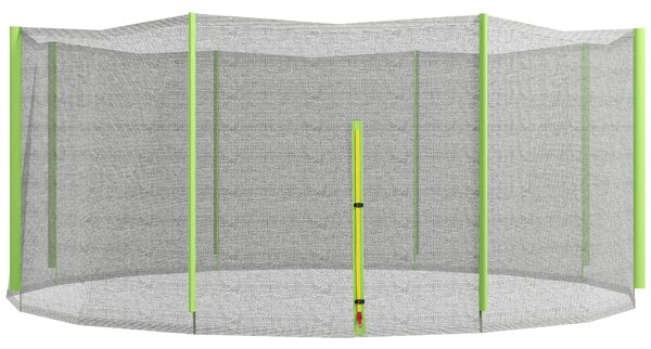 Rete di Protezione per Trampolini a 8 Pali con Ingresso con Cerniera Ø366x180 cm in PE Nero e Verde