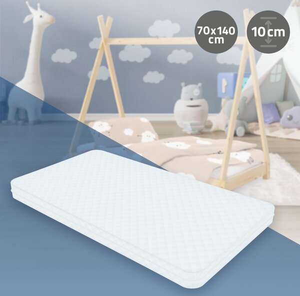 Materasso per bambini ML-Design 70x140x10 cm, per le sostanze nocive, Oeko-Tex 100, materasso per bambini con cerniera e rivestimento lavabile