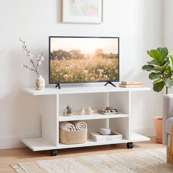 HOMCOM Mobile Porta TV Moderno con Ripiani, Ruote Girevoli e Freni, 80x40x40 cm, Bianco | Aosom Italy