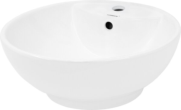 LuxeBath Lavabo Lavabo da appoggio, rotondo, Ø 45,5x18,5 cm, bianco, Vetroceramica