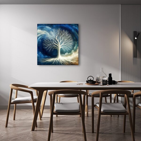 Quadro su tela – Albero della vita nel vortice blu