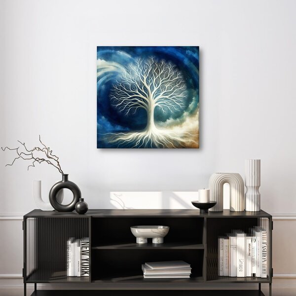 Quadro su tela – Albero della vita nel vortice blu