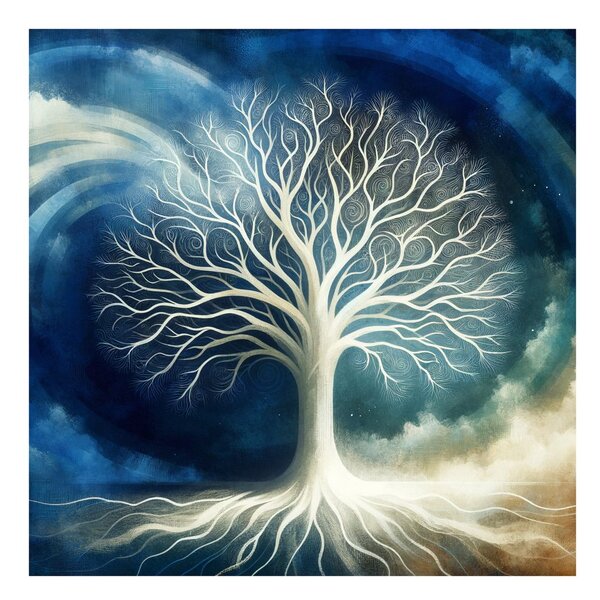 Quadro su tela – Albero della vita nel vortice blu