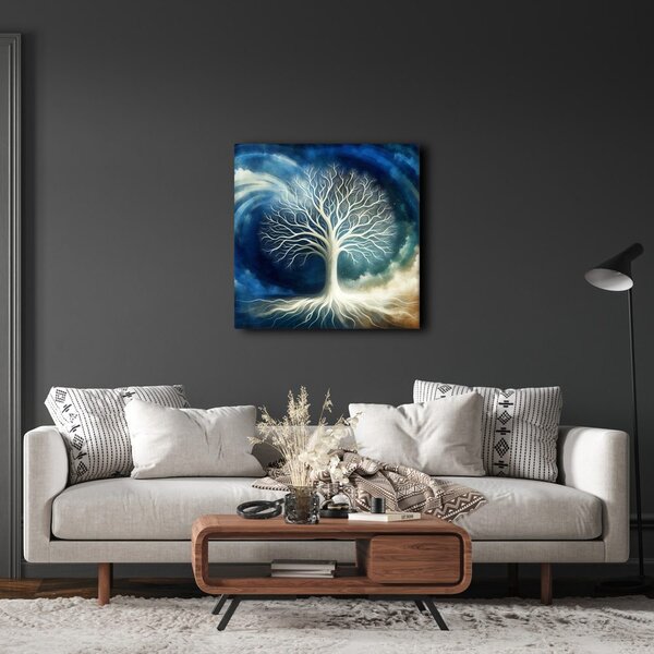 Quadro su tela – Albero della vita nel vortice blu