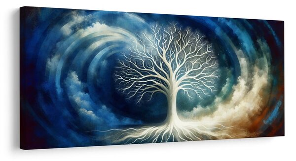 Quadro su tela – Albero della vita in paesaggio tempestoso