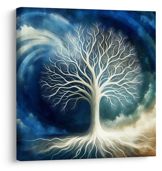 Quadro su tela – Albero della vita nel vortice blu