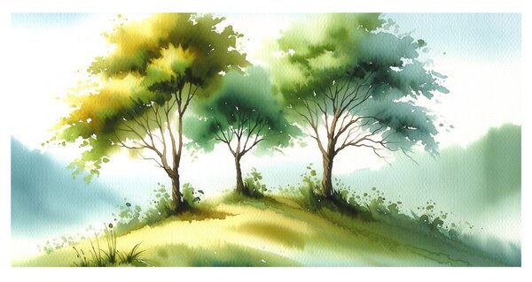 Quadro su tela – Paesaggio verde con alberi