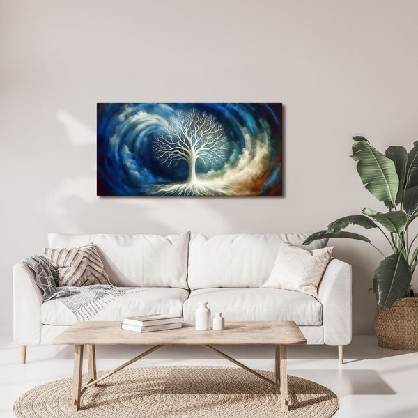 Quadro su tela – Albero della vita in paesaggio tempestoso