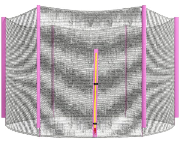 Rete di Protezione per Trampolini a 6 Pali con Ingresso con Cerniera Ø305x180 cm in PE Nero e Rosa