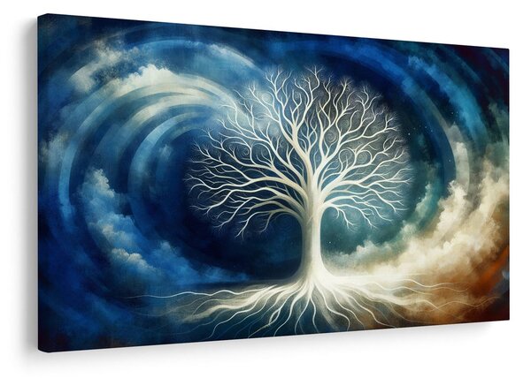 Quadro su tela – Albero della vita mistico tra onde blu