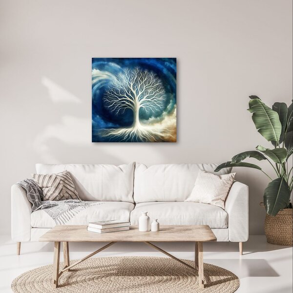 Quadro su tela – Albero della vita nel vortice blu