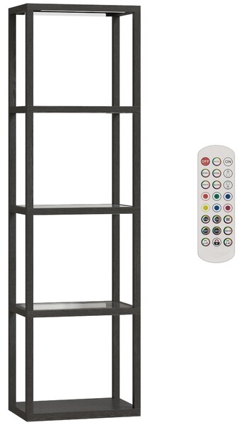 HOMCOM Lampada LED RGB 4 livelli con Ripiani in Vetro, Telecomando e Sincronizzazione Musica — Nero | Aosom Italy