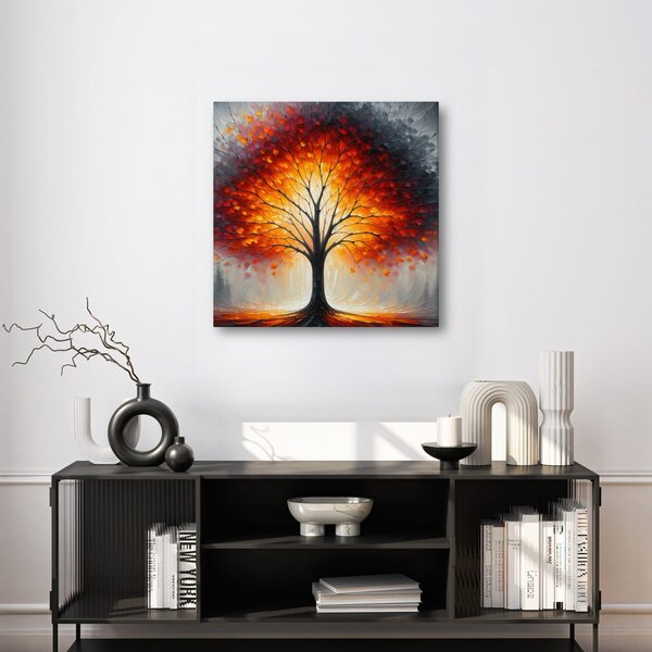 Quadro su tela – Albero della vita infuocato nella nebbia