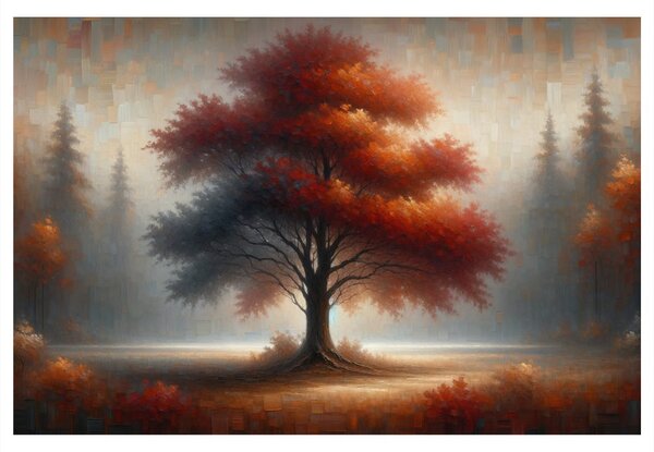 Quadro su tela – Albero della vita autunnale nella nebbia