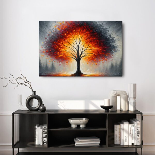 Quadro su tela – Albero della vita splendente in paesaggio autunnale