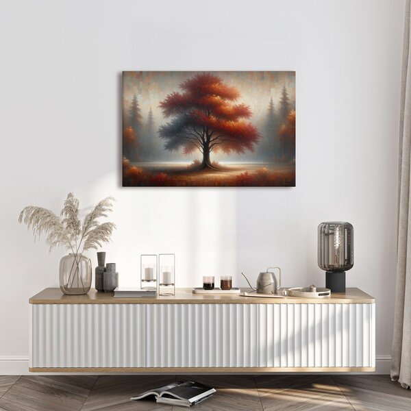 Quadro su tela – Albero della vita autunnale nella nebbia