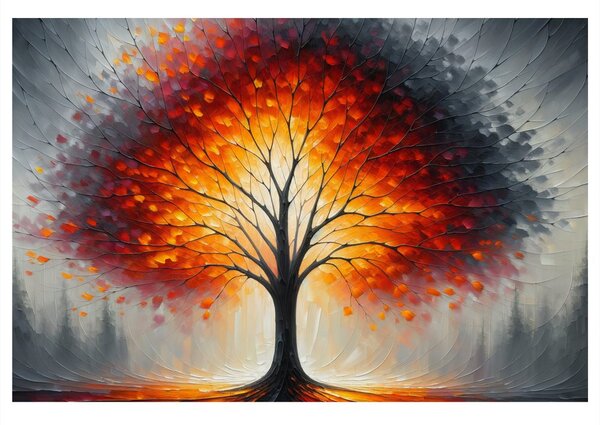 Quadro su tela – Albero della vita splendente in paesaggio autunnale