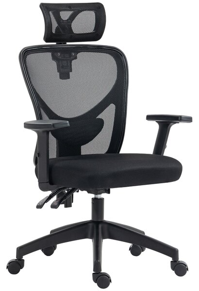 Sedia da Ufficio Ergonomica con Altezza Regolabile Supporto Lombare e Poggiatesta 66x61x106-116 cm Nero