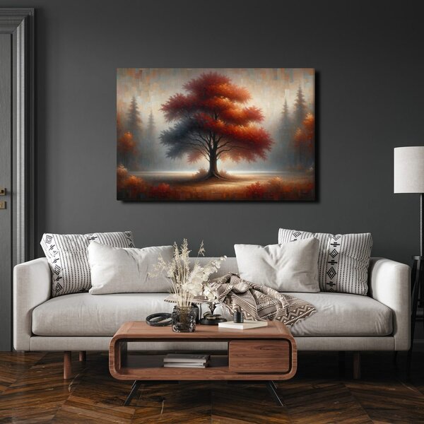 Quadro su tela – Albero della vita autunnale nella nebbia