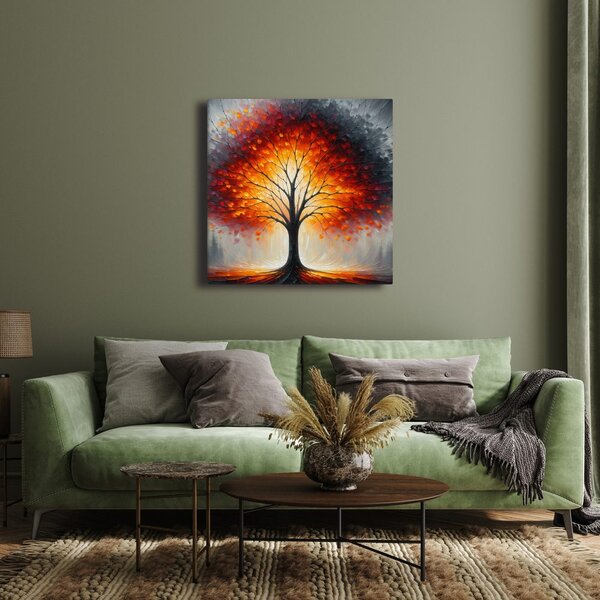 Quadro su tela – Albero della vita infuocato nella nebbia