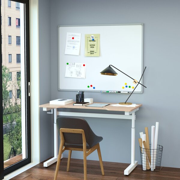 Scrivania Regolabile in Altezza con Regolazione Manuale a Manovella 120x60x72-117 cm Bianco