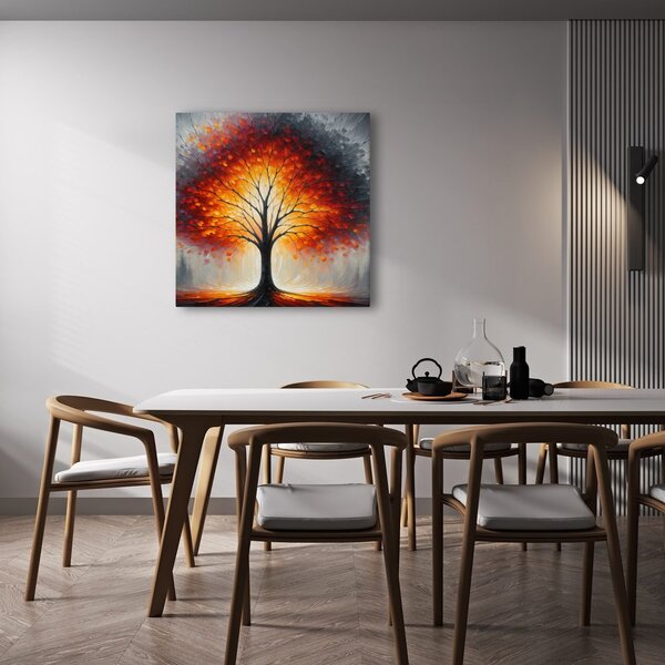 Quadro su tela – Albero della vita infuocato nella nebbia