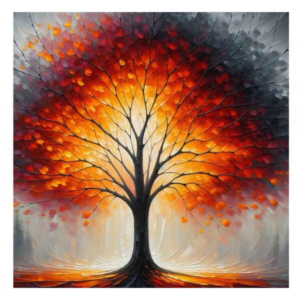 Quadro su tela – Albero della vita infuocato nella nebbia