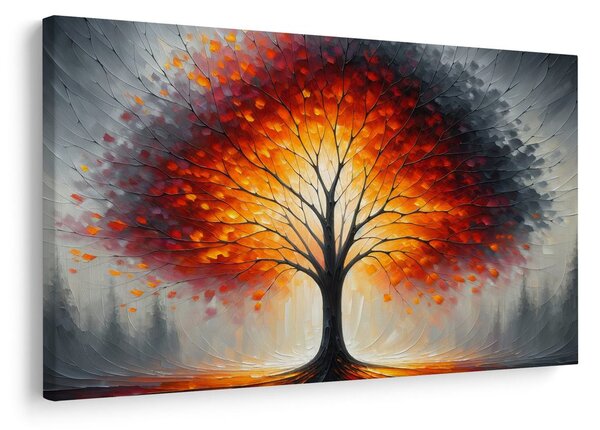 Quadro su tela – Albero della vita splendente in paesaggio autunnale
