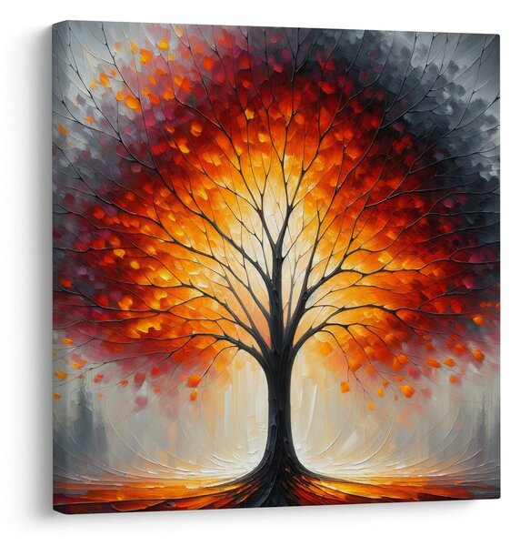 Quadro su tela – Albero della vita infuocato nella nebbia