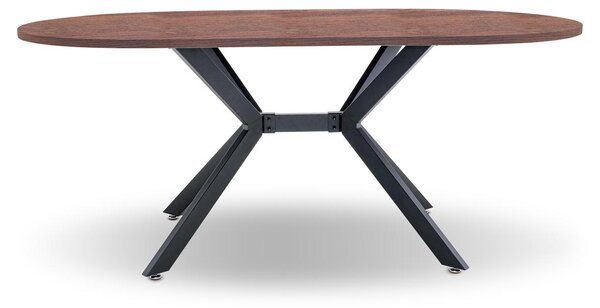 Marui Small - Tavolo da pranzo ovale in legno e metallo con piede centrale Ashi 150x90 cm - legno marrone